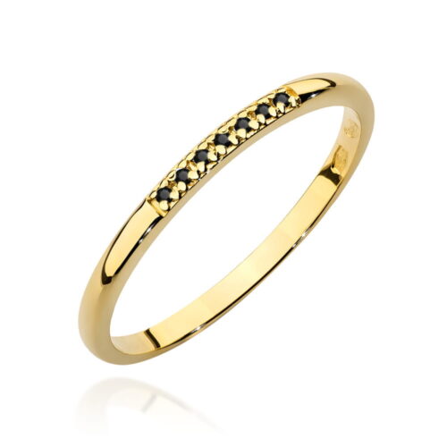 Pierścionek W0607 z czarnymi diamentami żółte złoto