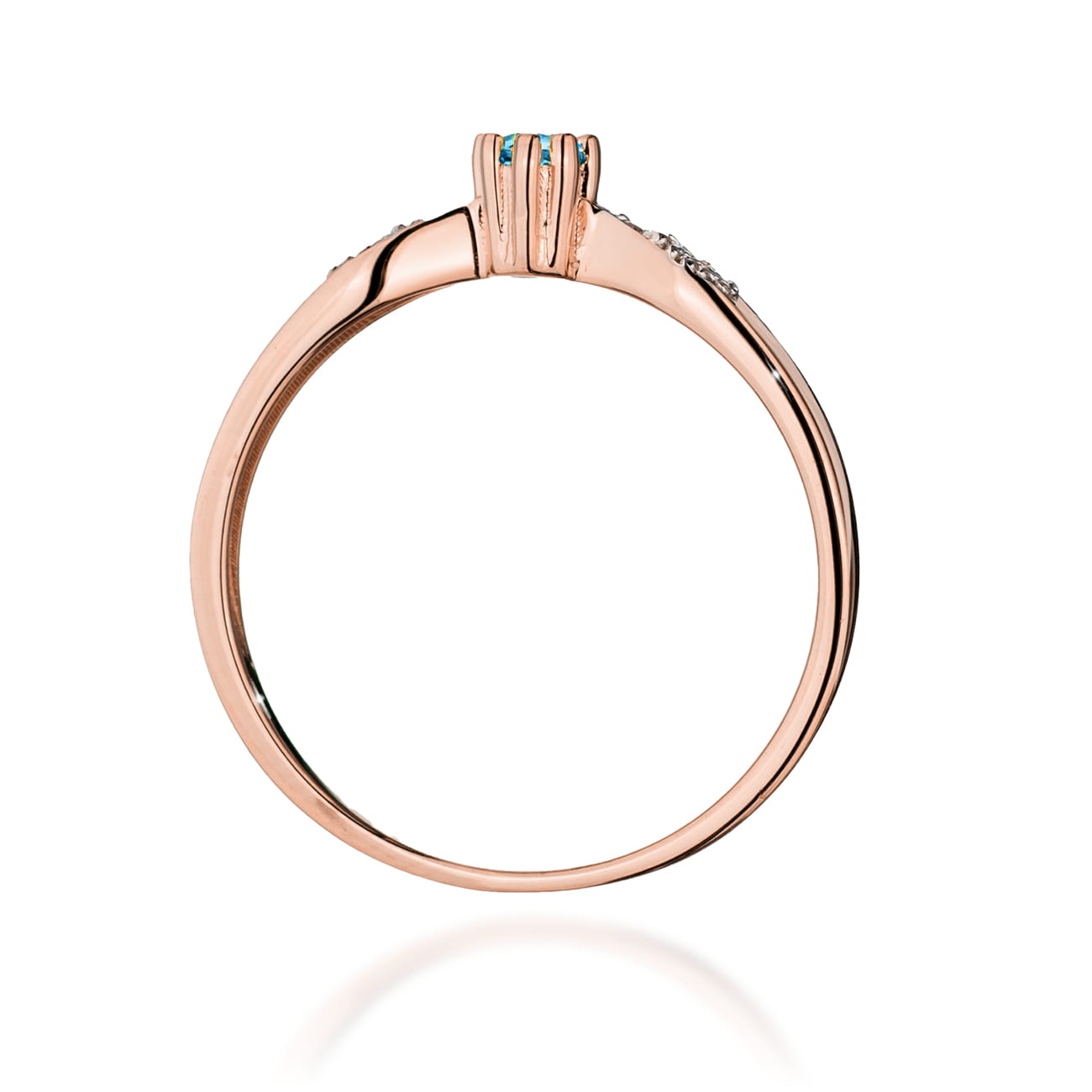 W0613.R3.TOB.01_3 Złoty pierścionek z diamentami i kolorowymi kamieniami, elegancko wyprofilowany.