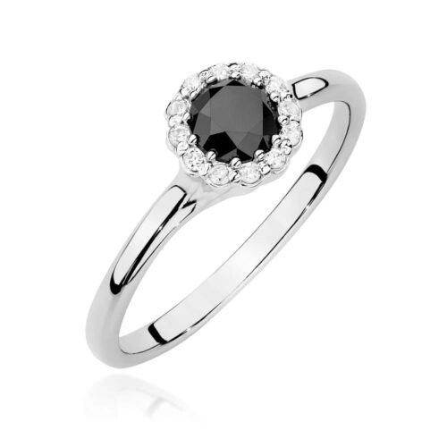 Pierścionek W0622 Czarny Diament 0,50ct białe złoto