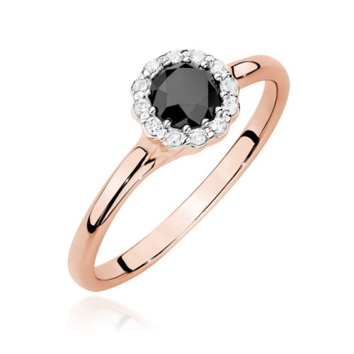 Pierścionek W0622 Czarny Diament 0,50ct różowe złoto