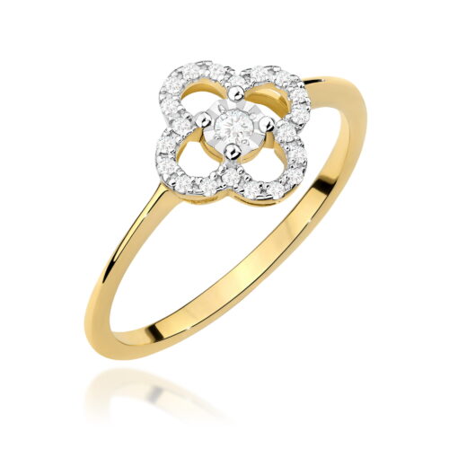 Pierścionek W0627 Diament 0,03ct żółte złoto