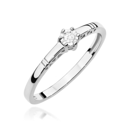 Pierścionek W0630 Diament 0,03ct białe złoto