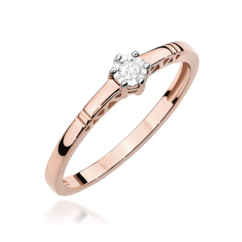 Pierścionek W0630 Diament 0,03ct różowe złoto