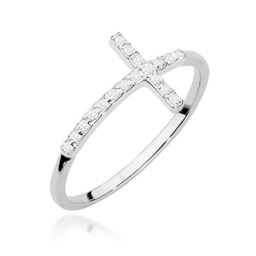 Pierścionek W0636 z diamentami białe złoto