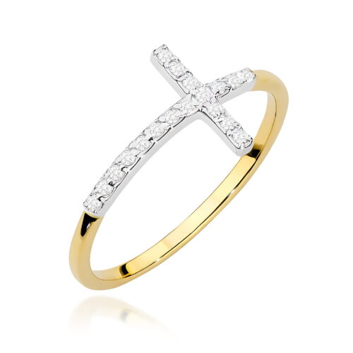 Pierścionek W0636 z diamentami żółte złoto