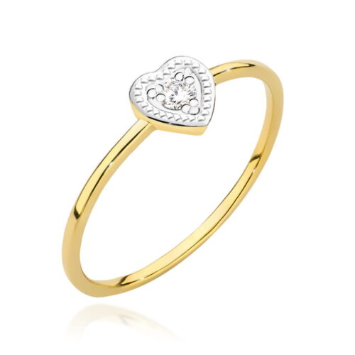 Pierścionek W0642 Diament 0,02ct żółte złoto