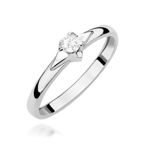 Pierścionek W0666 z diamentami białe złoto