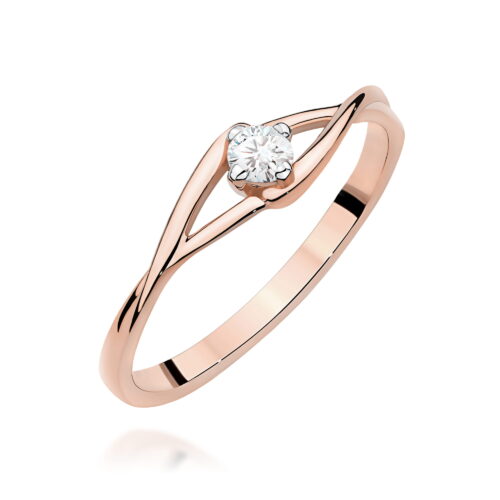 Pierścionek W0669 Diament 0,10ct różowe złoto