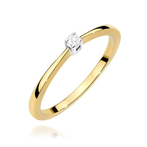Pierścionek W0670 Diament 0,05ct żółte złoto