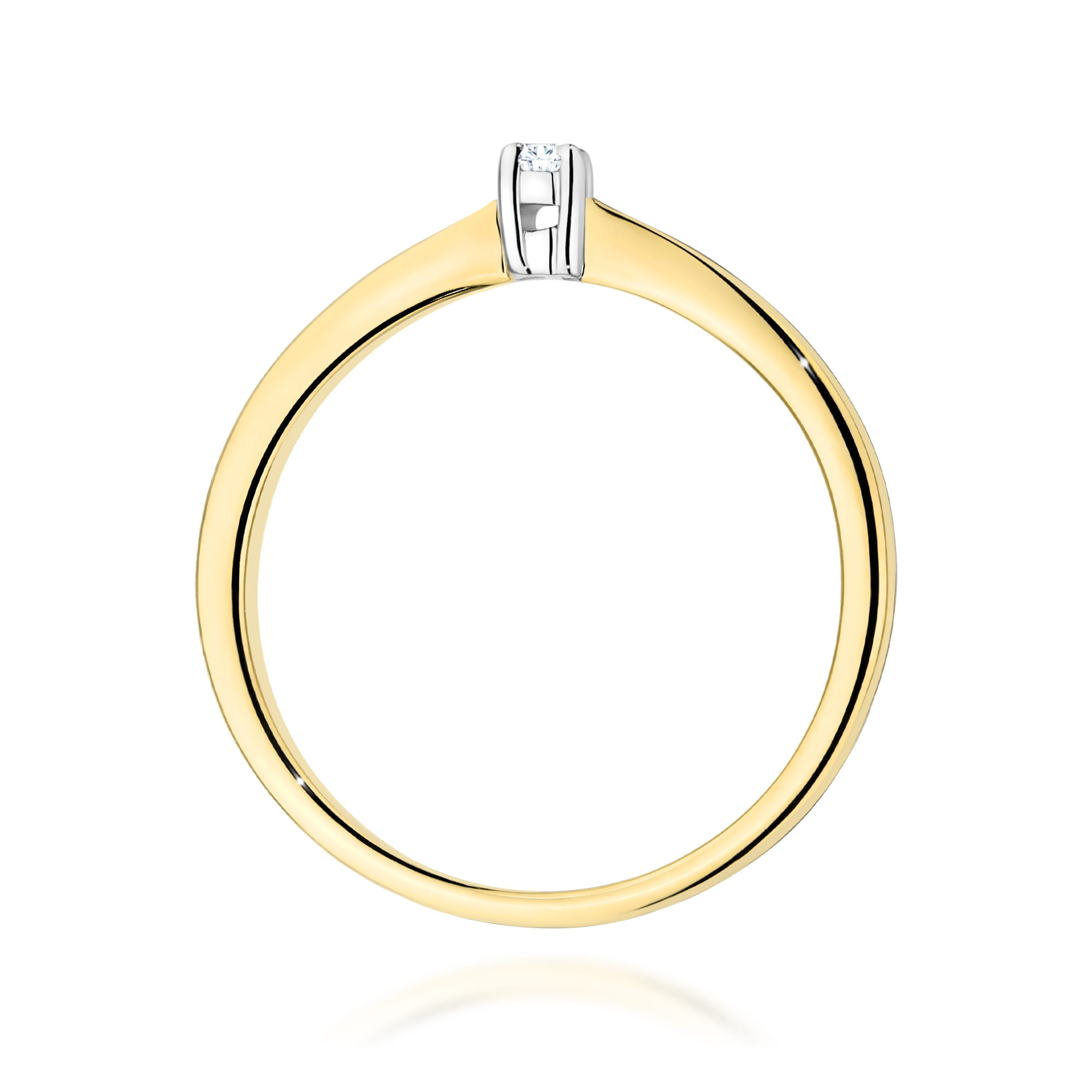 W0670.Z3.DIW.01_3 Złoty pierścionek z diamentem, o minimalistycznym designie i eleganckim wykończeniu.