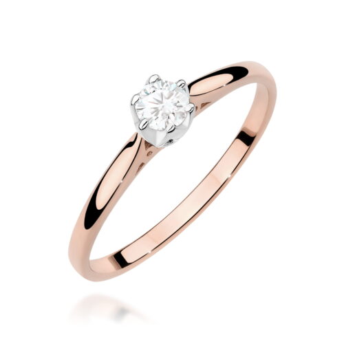 Pierścionek W0672 z diamentem 0,18ct różowe złoto