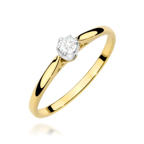Pierścionek W0672 z diamentem 0,10ct żółte złoto