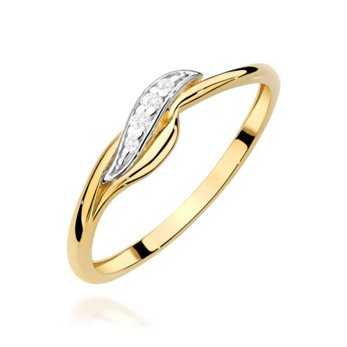 Pierścionek W0673 z diamentami żółte złoto