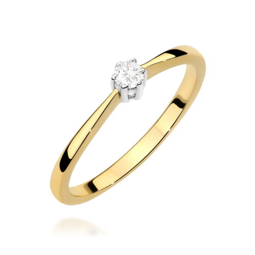 Pierścionek W0675 Diament 0,10ct żółte złoto