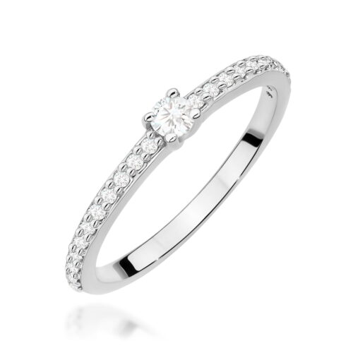 Pierścionek W0676 z diamentami białe złoto