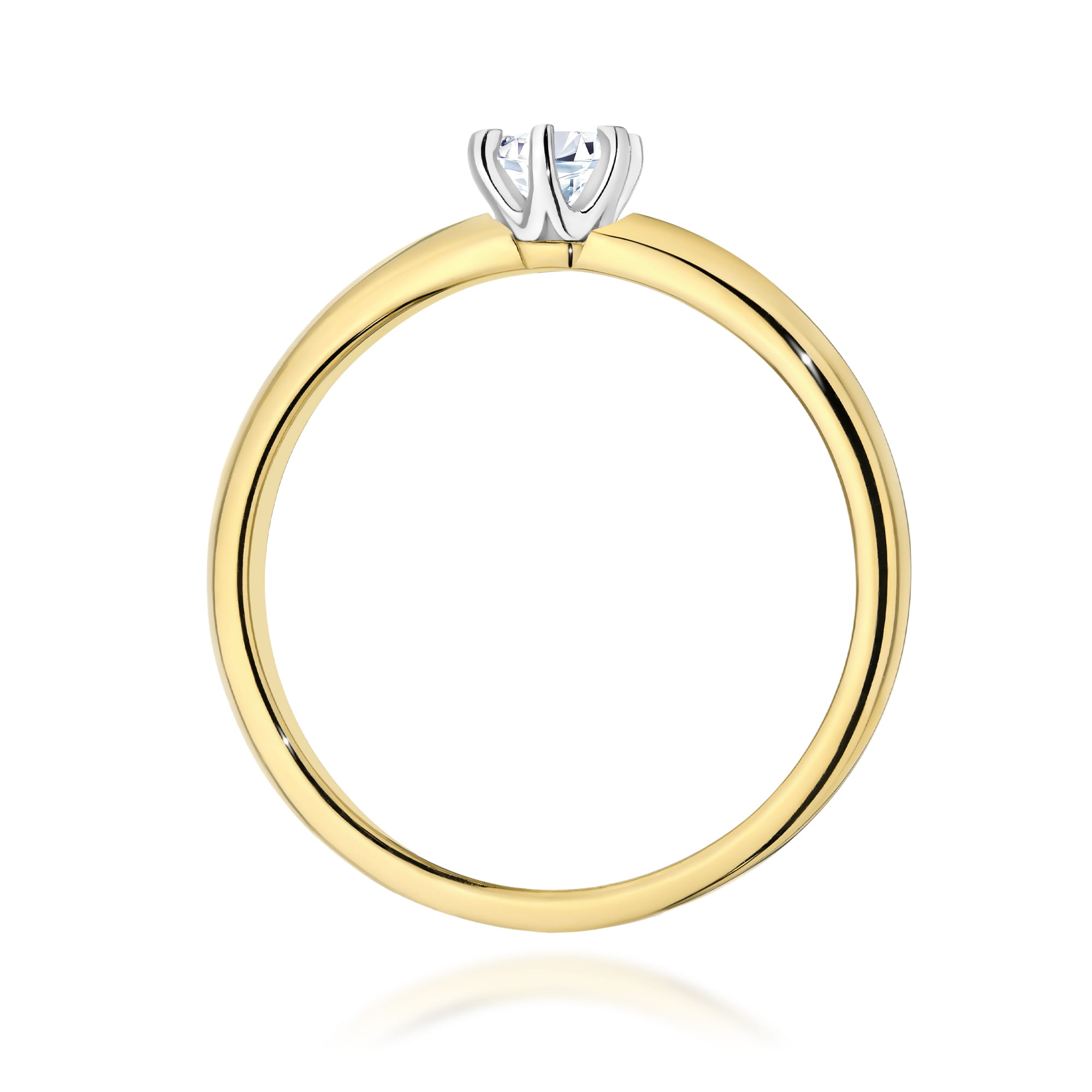 W0679.Z3.DIW.01_3 Złoty pierścionek z diamentem osadzonym w białym złocie, minimalistyczny design.