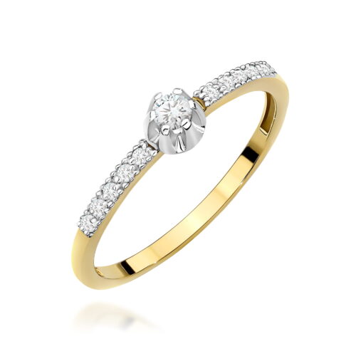 Pierścionek W0680 z diamentami żółte złoto
