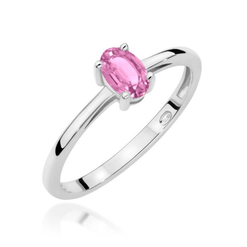 Pierścionek W0685 Szafir Różowy 0,45ct białe złoto