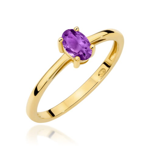 Pierścionek W0685 Ametyst 0,40ct żółte złoto