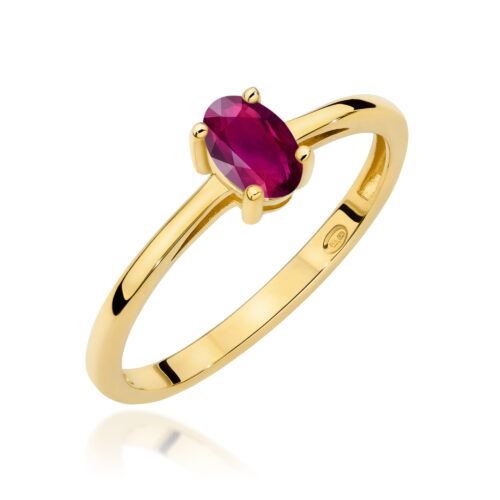 Pierścionek W0685 Rodolit 0,50ct żółte złoto