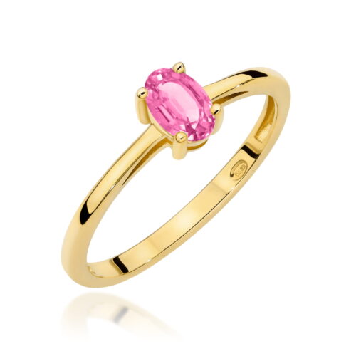 Pierścionek W0685 Topaz Różowy 0,50ct żółte złoto