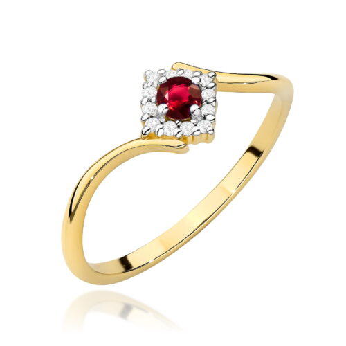 Pierścionek W0702 Rubin 0,15ct żółte złoto