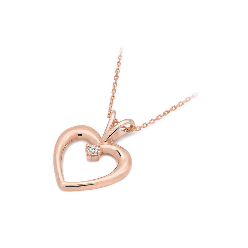 Z0009.R3.DIW.01_2 Złoty naszyjnik z sercem, ozdobiony małym diamentem w centralnej części.