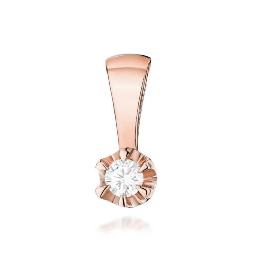 Złoty wisiorek z diamentem w kształcie kwiatu, błyszczący i elegancki.