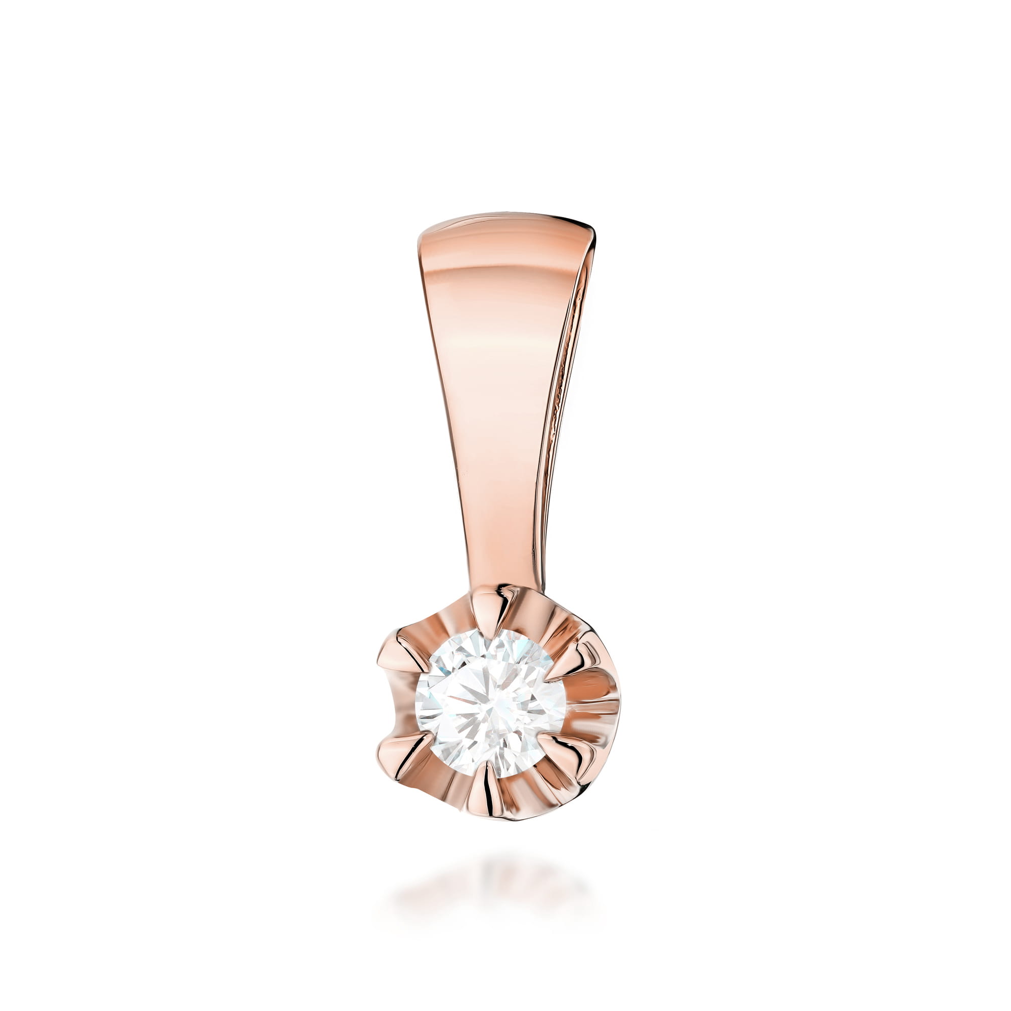 Z0032.R3.LDW.02_1 Złoty wisiorek z diamentem w kształcie kwiatu, błyszczący i elegancki.