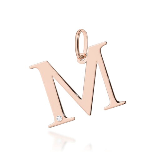 Zawieszka Z0069 Diament 0,005ct - litera M - różowe złoto