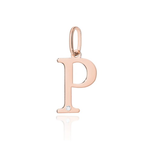 Zawieszka Z0069 Diament 0,005ct - litera P - różowe złoto