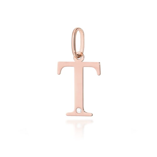 Zawieszka Z0069 Diament 0,005ct - litera T - różowe złoto