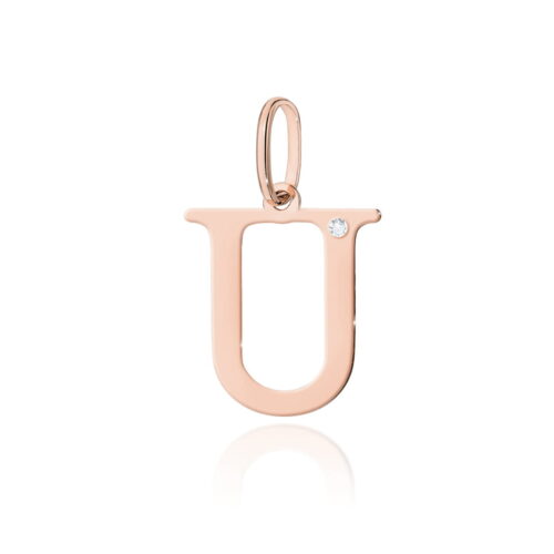 Zawieszka Z0069 Diament 0,005ct - litera U -  różowe złoto