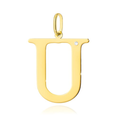 Zawieszka Z0070 Diament 0,005ct - litera U - żółte złoto