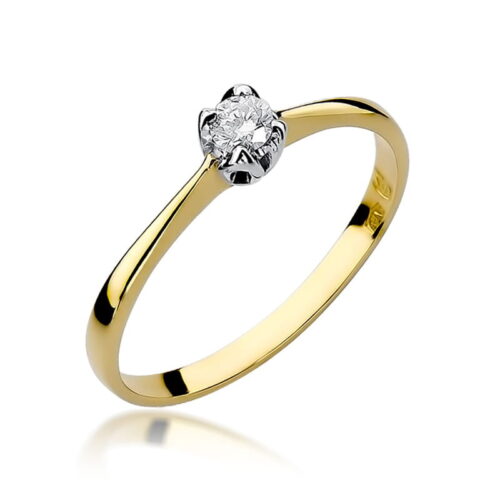 Pierścionek W0047 Diament 0,10ct żółte złoto