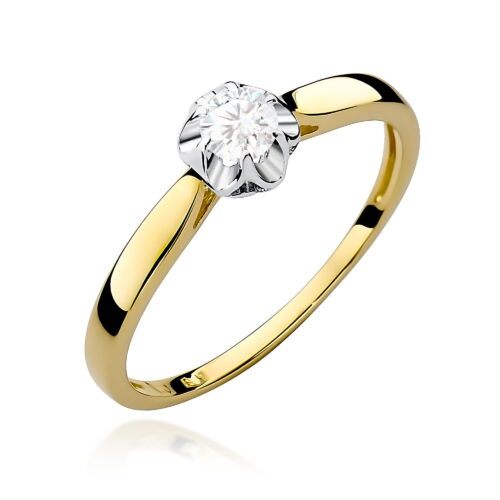 Pierścionek W0062 Diament 0,15ct żółte złoto